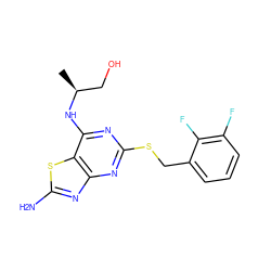 C[C@@H](CO)Nc1nc(SCc2cccc(F)c2F)nc2nc(N)sc12 ZINC000028820739