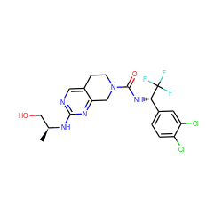 C[C@@H](CO)Nc1ncc2c(n1)CN(C(=O)N[C@@H](c1ccc(Cl)c(Cl)c1)C(F)(F)F)CC2 ZINC000202121220