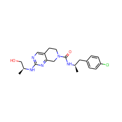 C[C@@H](CO)Nc1ncc2c(n1)CN(C(=O)N[C@H](C)Cc1ccc(Cl)cc1)CC2 ZINC001772606677