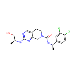 C[C@@H](CO)Nc1ncc2c(n1)CN(C(=O)N[C@H](C)c1ccc(Cl)c(Cl)c1)CC2 ZINC000169329972