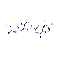 C[C@@H](CO)Nc1ncc2c(n1)CN(C(=O)N[C@H](C)c1ccc(Cl)c(F)c1)CC2 ZINC000202121189