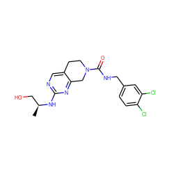 C[C@@H](CO)Nc1ncc2c(n1)CN(C(=O)NCc1ccc(Cl)c(Cl)c1)CC2 ZINC001772571423