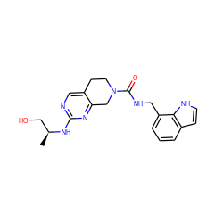 C[C@@H](CO)Nc1ncc2c(n1)CN(C(=O)NCc1cccc3cc[nH]c13)CC2 ZINC001772647802