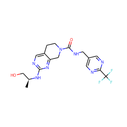 C[C@@H](CO)Nc1ncc2c(n1)CN(C(=O)NCc1cnc(C(F)(F)F)nc1)CC2 ZINC001772650065