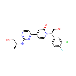 C[C@@H](CO)Nc1nccc(-c2ccn([C@@H](CO)c3ccc(F)c(Cl)c3)c(=O)c2)n1 ZINC000144789230