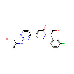 C[C@@H](CO)Nc1nccc(-c2ccn([C@@H](CO)c3cccc(Cl)c3)c(=O)c2)n1 ZINC000144900018