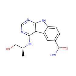 C[C@@H](CO)Nc1ncnc2[nH]c3ccc(C(N)=O)cc3c12 ZINC000034018644