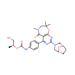 C[C@@H](CO)OC(=O)Nc1ccc(-c2nc(N3C[C@@H]4CC[C@H](C3)O4)nc3c2C(=O)N(C)CC(C)(C)O3)cc1 ZINC001772642922