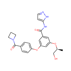 C[C@@H](CO)Oc1cc(Oc2ccc(C(=O)N3CCC3)cc2)cc(C(=O)Nc2ccn[nH]2)c1 ZINC000038210420