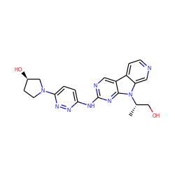 C[C@@H](CO)n1c2cnccc2c2cnc(Nc3ccc(N4CC[C@@H](O)C4)nn3)nc21 ZINC000169706822