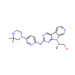 C[C@@H](CO)n1c2cnccc2c2cnc(Nc3ccc(N4CCNC(C)(C)C4)cn3)nc21 ZINC000169706826