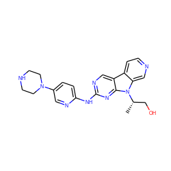 C[C@@H](CO)n1c2cnccc2c2cnc(Nc3ccc(N4CCNCC4)cn3)nc21 ZINC000169307427