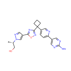 C[C@@H](CO)n1cc(-c2nc(C3(c4ccc(-c5cnc(N)nc5)nc4)CCC3)no2)cn1 ZINC000096175432
