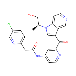 C[C@@H](CO)n1cc(C(=O)c2cc(NC(=O)Cc3ccc(Cl)cn3)ccn2)c2cnccc21 ZINC001772597140