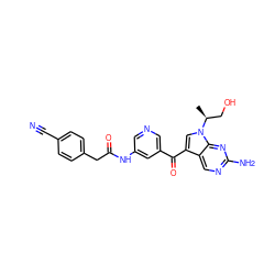 C[C@@H](CO)n1cc(C(=O)c2cncc(NC(=O)Cc3ccc(C#N)cc3)c2)c2cnc(N)nc21 ZINC000169707770