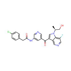 C[C@@H](CO)n1cc(C(=O)c2cncc(NC(=O)Cc3ccc(Cl)cc3)c2)c2cncc(F)c21 ZINC001772649505