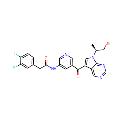 C[C@@H](CO)n1cc(C(=O)c2cncc(NC(=O)Cc3ccc(F)c(F)c3)c2)c2cncnc21 ZINC000169708043