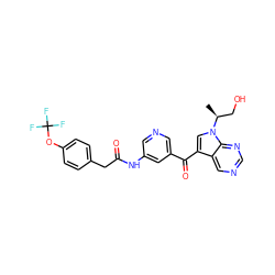 C[C@@H](CO)n1cc(C(=O)c2cncc(NC(=O)Cc3ccc(OC(F)(F)F)cc3)c2)c2cncnc21 ZINC000169708042