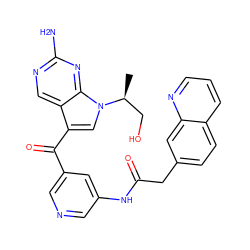 C[C@@H](CO)n1cc(C(=O)c2cncc(NC(=O)Cc3ccc4cccnc4c3)c2)c2cnc(N)nc21 ZINC000169707767