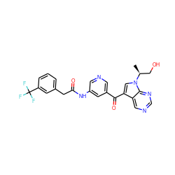 C[C@@H](CO)n1cc(C(=O)c2cncc(NC(=O)Cc3cccc(C(F)(F)F)c3)c2)c2cncnc21 ZINC000169707759