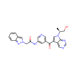 C[C@@H](CO)n1cc(C(=O)c2cncc(NC(=O)Cn3cc4ccccc4n3)c2)c2cncnc21 ZINC000169708041