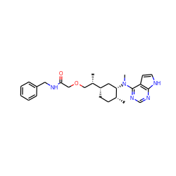 C[C@@H](COCC(=O)NCc1ccccc1)[C@H]1CC[C@@H](C)[C@@H](N(C)c2ncnc3[nH]ccc23)C1 ZINC000066251533