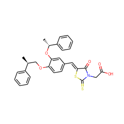 C[C@@H](COc1ccc(/C=C2\SC(=S)N(CC(=O)O)C2=O)cc1O[C@H](C)c1ccccc1)c1ccccc1 ZINC000028347024