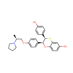 C[C@@H](COc1ccc([C@@H]2Oc3ccc(O)cc3S[C@@H]2c2ccc(O)cc2)cc1)N1CCCC1 ZINC000012502347