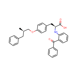 C[C@@H](COc1ccc(C[C@H](Nc2ccccc2C(=O)c2ccccc2)C(=O)O)cc1)Cc1ccccc1 ZINC000013782264