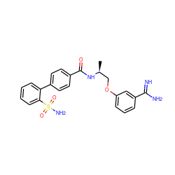 C[C@@H](COc1cccc(C(=N)N)c1)NC(=O)c1ccc(-c2ccccc2S(N)(=O)=O)cc1 ZINC000013442892