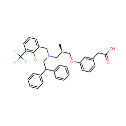 C[C@@H](COc1cccc(CC(=O)O)c1)CN(Cc1cccc(C(F)(F)F)c1Cl)CC(c1ccccc1)c1ccccc1 ZINC000049695102