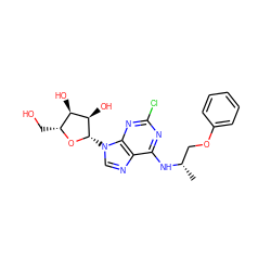 C[C@@H](COc1ccccc1)Nc1nc(Cl)nc2c1ncn2[C@@H]1O[C@H](CO)[C@@H](O)[C@H]1O ZINC000013800129