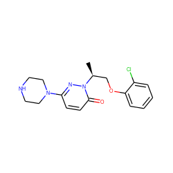 C[C@@H](COc1ccccc1Cl)n1nc(N2CCNCC2)ccc1=O ZINC000045288125