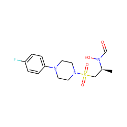 C[C@@H](CS(=O)(=O)N1CCN(c2ccc(F)cc2)CC1)N(O)C=O ZINC000071294497