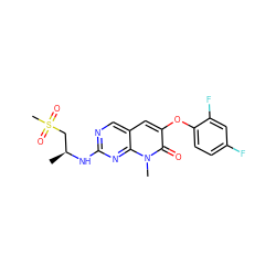 C[C@@H](CS(C)(=O)=O)Nc1ncc2cc(Oc3ccc(F)cc3F)c(=O)n(C)c2n1 ZINC000058650798