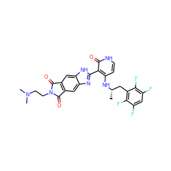 C[C@@H](Cc1c(F)c(F)cc(F)c1F)Nc1cc[nH]c(=O)c1-c1nc2cc3c(cc2[nH]1)C(=O)N(CCN(C)C)C3=O ZINC000113859202