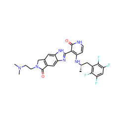 C[C@@H](Cc1c(F)c(F)cc(F)c1F)Nc1cc[nH]c(=O)c1-c1nc2cc3c(cc2[nH]1)CN(CCN(C)C)C3=O ZINC000113834104