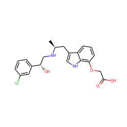 C[C@@H](Cc1c[nH]c2c(OCC(=O)O)cccc12)NC[C@H](O)c1cccc(Cl)c1 ZINC000005763073