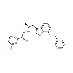 C[C@@H](Cc1c[nH]c2c(OCc3ccccc3)cccc12)NC[C@H](O)c1cccc(Cl)c1 ZINC000013488838