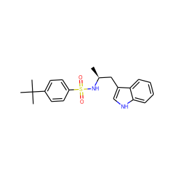 C[C@@H](Cc1c[nH]c2ccccc12)NS(=O)(=O)c1ccc(C(C)(C)C)cc1 ZINC000028820533