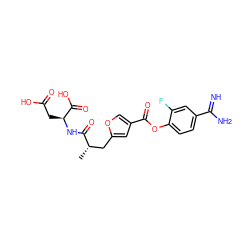 C[C@@H](Cc1cc(C(=O)Oc2ccc(C(=N)N)cc2F)co1)C(=O)N[C@@H](CC(=O)O)C(=O)O ZINC000145976219