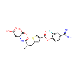 C[C@@H](Cc1cc(C(=O)Oc2ccc(C(=N)N)cc2F)cs1)C(=O)N[C@@H](CC(=O)O)C(=O)O ZINC000145946093