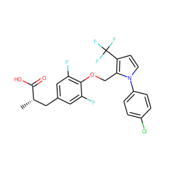 C[C@@H](Cc1cc(F)c(OCc2c(C(F)(F)F)ccn2-c2ccc(Cl)cc2)c(F)c1)C(=O)O ZINC000225847552