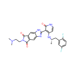 C[C@@H](Cc1cc(F)ccc1F)Nc1cc[nH]c(=O)c1-c1nc2cc3c(cc2[nH]1)C(=O)N(CCN(C)C)C3=O ZINC000113834025