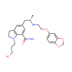 C[C@@H](Cc1cc2c(c(C(N)=O)c1)N(CCCO)CC2)NCCOc1ccc2c(c1)OCO2 ZINC000653836255