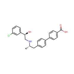 C[C@@H](Cc1ccc(-c2ccc(C(=O)O)cc2)cc1)NC[C@H](O)c1cccc(Cl)c1 ZINC000034283919