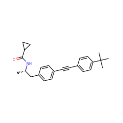 C[C@@H](Cc1ccc(C#Cc2ccc(C(C)(C)C)cc2)cc1)NC(=O)C1CC1 ZINC000113412644