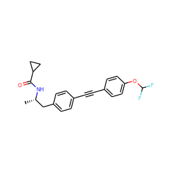 C[C@@H](Cc1ccc(C#Cc2ccc(OC(F)F)cc2)cc1)NC(=O)C1CC1 ZINC000169706156