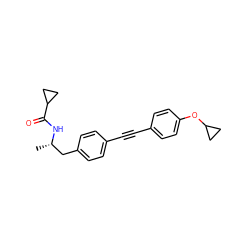 C[C@@H](Cc1ccc(C#Cc2ccc(OC3CC3)cc2)cc1)NC(=O)C1CC1 ZINC000113411751