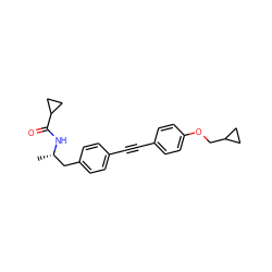 C[C@@H](Cc1ccc(C#Cc2ccc(OCC3CC3)cc2)cc1)NC(=O)C1CC1 ZINC000113410963